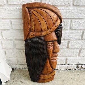 Hand Carved Wood Chief Wall Decor Statue Figurine Central American Decoration